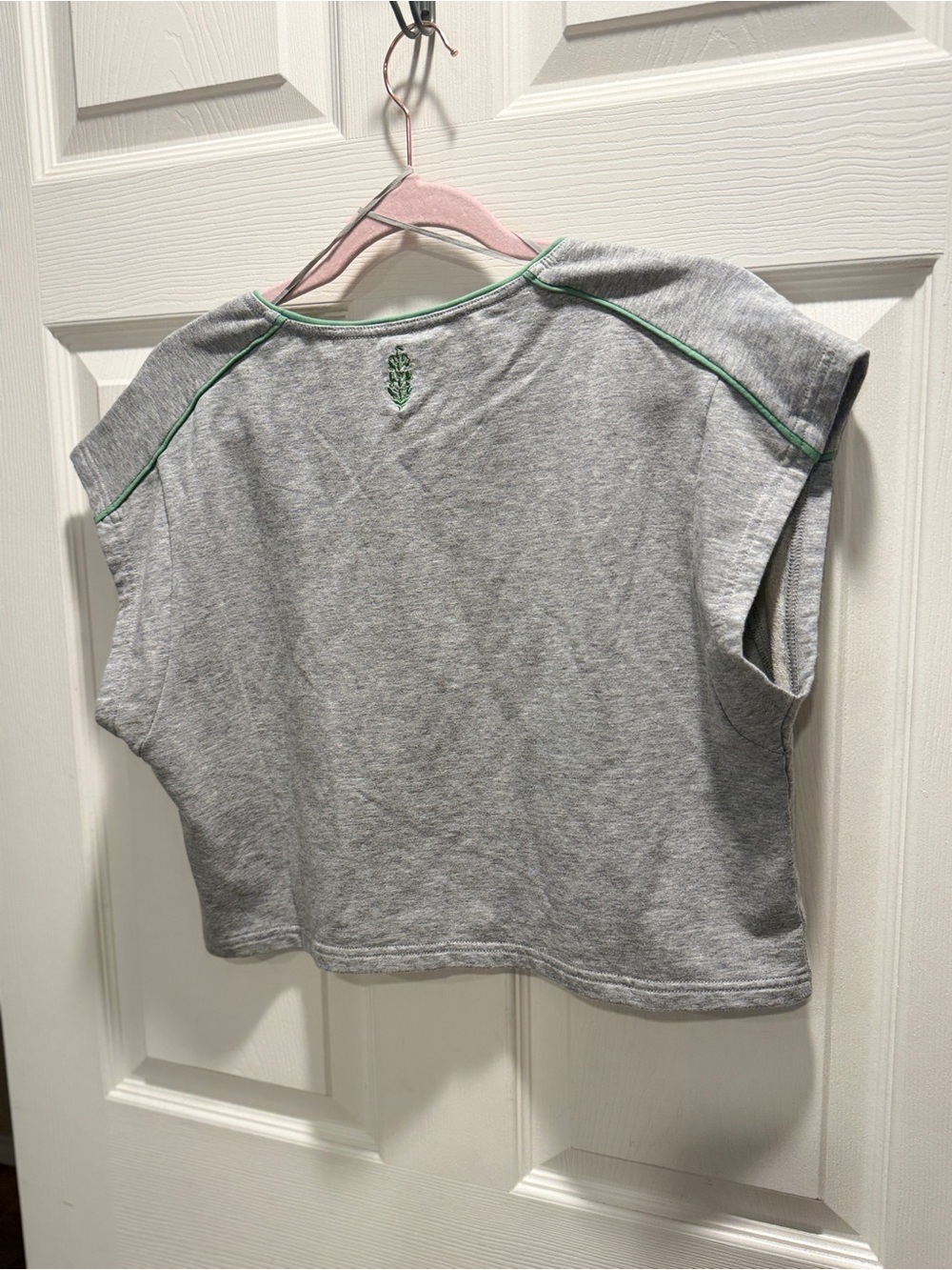 NWT FP Movement Free People Gray Green Trim Pleated Skirt Set Medium - Picture 7 of 13